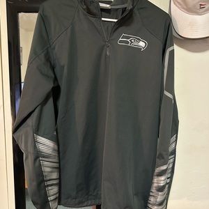 NFL Seattle Seahawks Nike Platinum Fly Rush 1/4 Zip Wind Jacket Mens Small